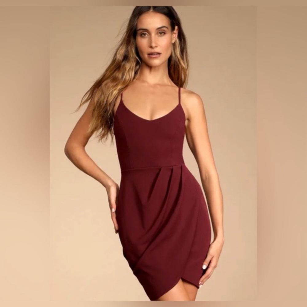 Lulu's Burgundy Asymmetrical Dress